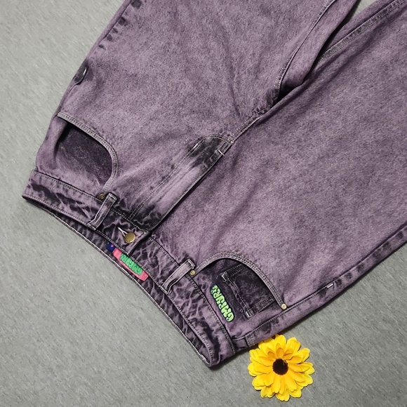 EMPYRE High Rise Baggy Relaxed Wide Leg Acid Wash Purple Skater "Mom" Jeans - Picture 4 of 17